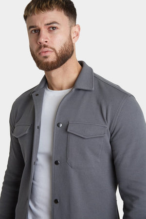 Twill Jersey Shacket in Graphite - TAILORED ATHLETE - ROW