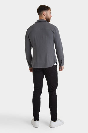 Twill Jersey Shacket in Graphite - TAILORED ATHLETE - ROW
