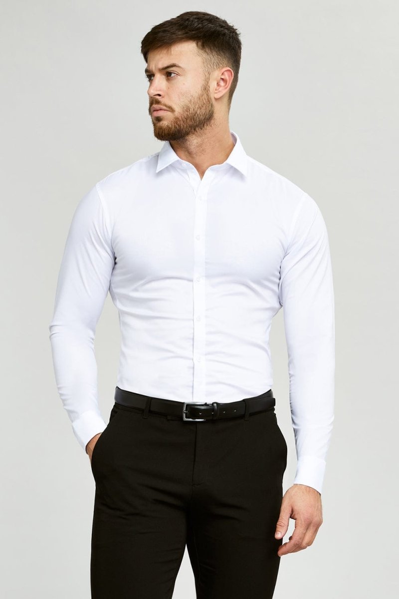 2 Pack Muscle Fit Dress Shirts in White - TAILORED ATHLETE - ROW