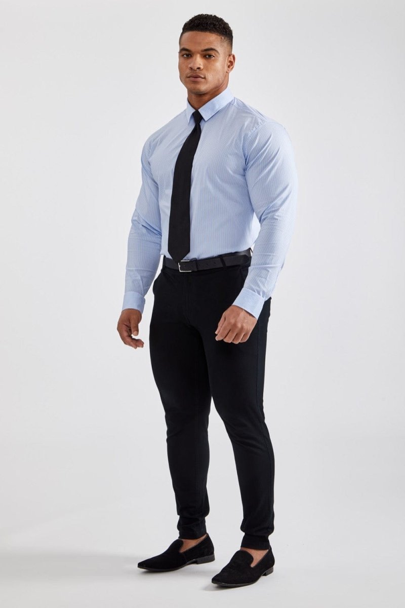 Essential Business Shirt in Striped Light Blue - TAILORED ATHLETE - ROW