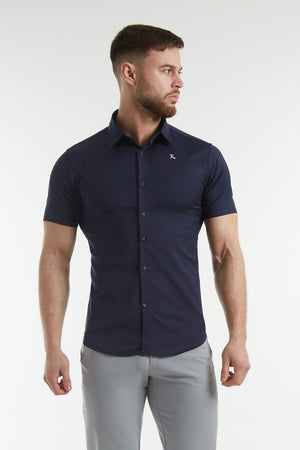 Muscle Fit Bamboo Shirt (SS) in Navy - TAILORED ATHLETE - ROW