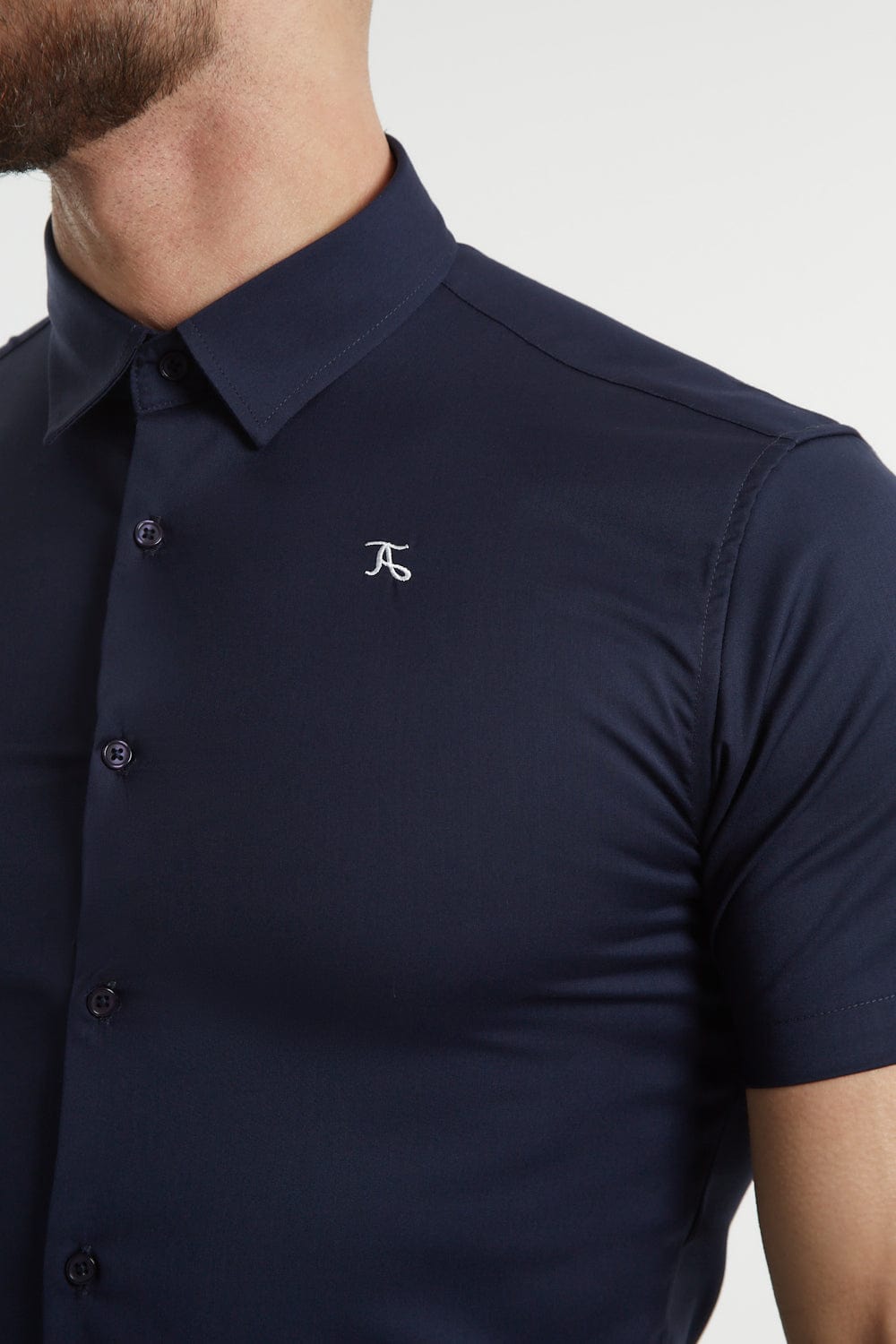 Muscle Fit Bamboo Shirt (SS) in Navy - TAILORED ATHLETE - ROW