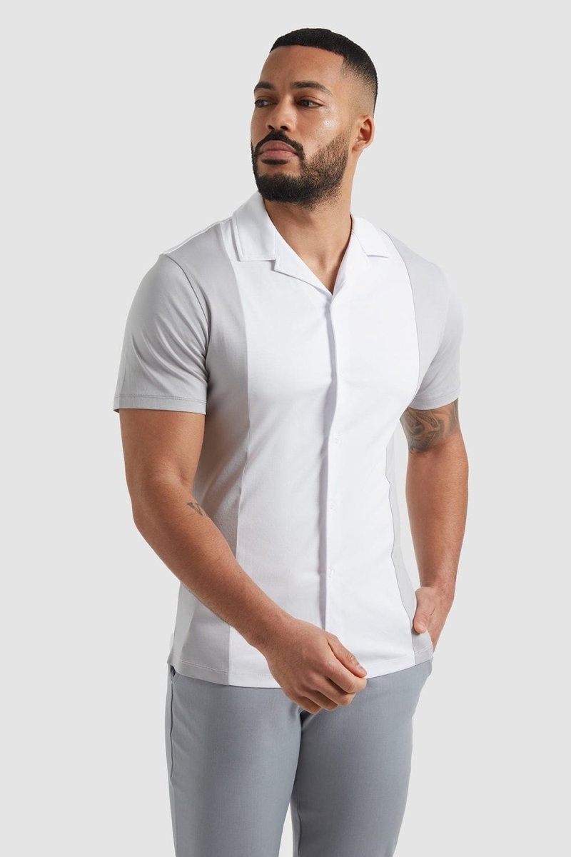 Colour Block Jersey Shirt in White/Grey - TAILORED ATHLETE - ROW