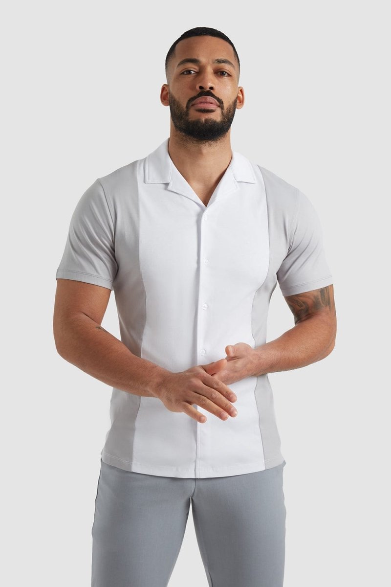 Colour Block Jersey Shirt in White/Grey - TAILORED ATHLETE - ROW