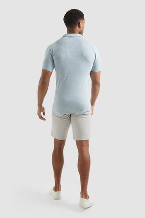 Slub Open Collar Polo Shirt In Slate Blue - TAILORED ATHLETE - ROW