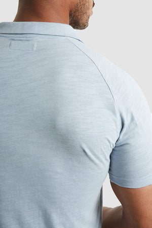 Slub Open Collar Polo Shirt In Slate Blue - TAILORED ATHLETE - ROW