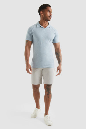 Slub Open Collar Polo Shirt In Slate Blue - TAILORED ATHLETE - ROW