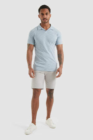 Slub Open Collar Polo Shirt In Slate Blue - TAILORED ATHLETE - ROW